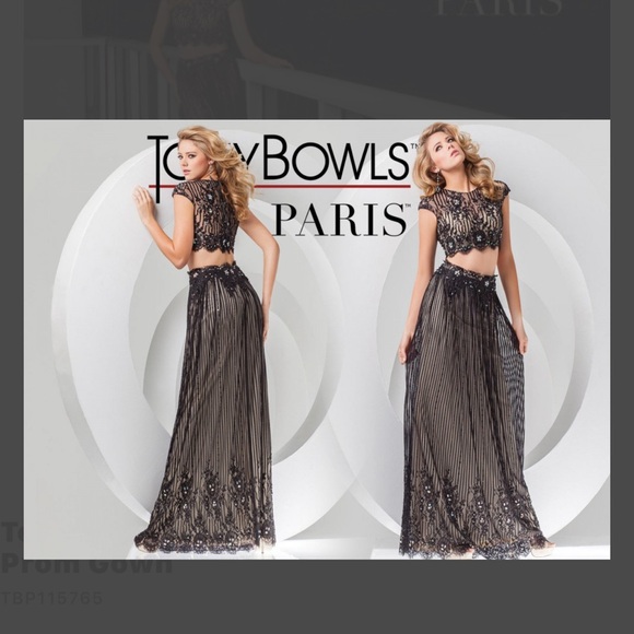 Tony Bowls Paris 115765 Two Piece Beaded Prom Gown or Evening Dress Size 2. - Picture 1 of 8